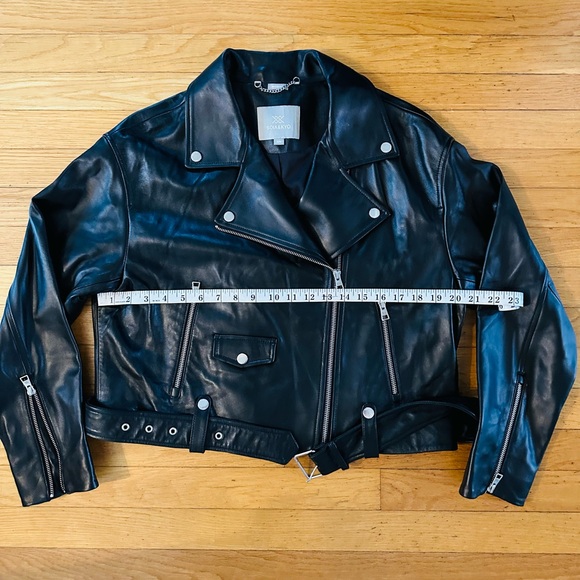 Soia & Kyo Black Genuine Lamb Skin Leather Biker Jacket with Metallic Accents - Picture 14 of 16